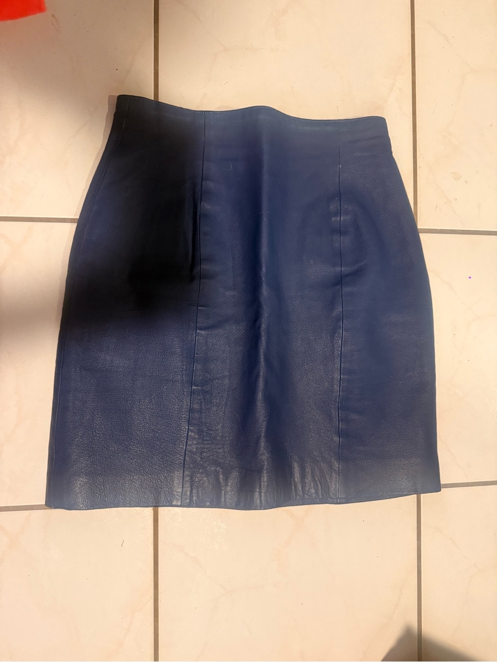 Wilsons Leather Navy Blue Leather Mini Skirt